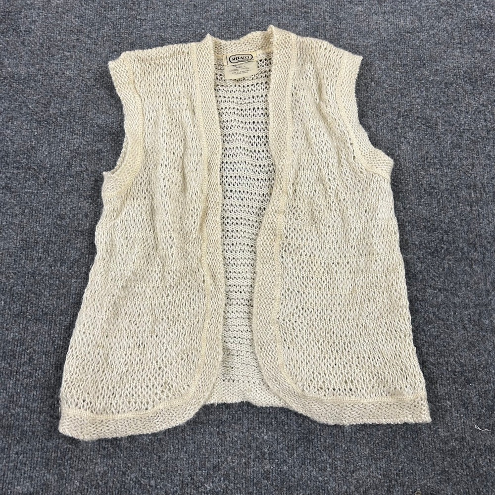 Abbracci Sweater Vest Womens Size S Cream Viscose Italy Open Knit Boho Vest